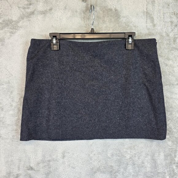 MNG Mango Selection Skirt Womens Large Charcoal Wool Blend Mini Lined Side Zip - Picture 1 of 10